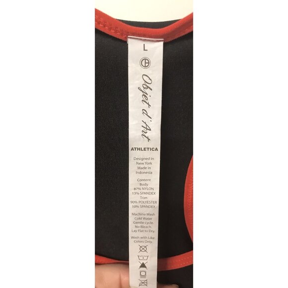 Athletica Objet d'art Scoop Neck Tank Top Racerback Sz L Black Red Grey EUC - Picture 3 of 4